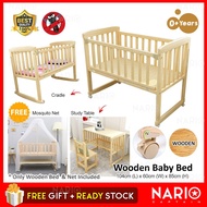 NARIO [ CLEAR STOCK ] Kayu Cradle New Born Baby Kid Kajian Book Table Katil Bayi Buaian Bed Tidur Lockmosquito Net