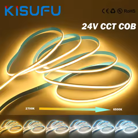 24V CCT COB Strip Light 576LEDs/M White Natural Warm 3IN1 Colors 0.5M 1M 2M 5M 10M RA90 Flexible Adh