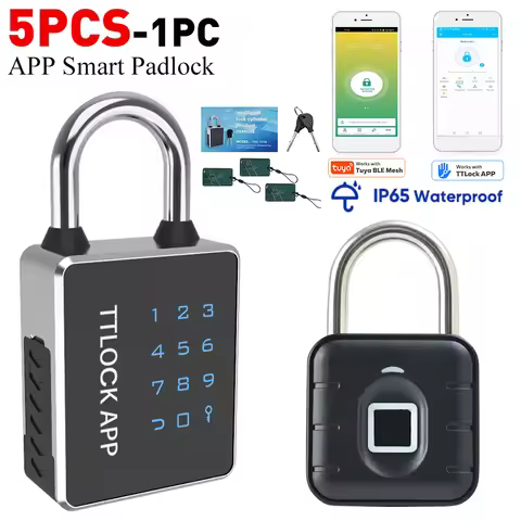 TUYA/TTLOCK APP Fingerprint Lock Keyless Anti Theft Padlock Aluminum Alloy IP65 Waterproof for Home 