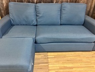 《大淡水二手精品傢俱》現代藍三人L型沙發  台北二手傢具#新北二手傢具#林口二手傢具#桃園二手傢具