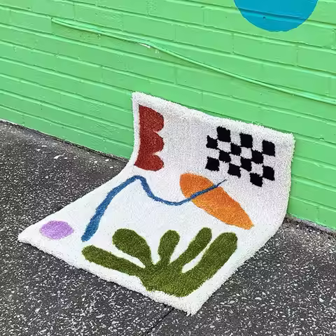 Absorbent Mat Nordic Checkerboard Bathroom Floor Pad Livingroom Foot Carpet Home Anti-slip bath mat