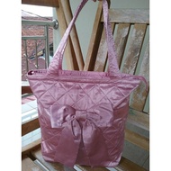 NARAYA Satin Tote Bag Handbag Ribbon Bow Pink Bundle Bag Handcarry Shoulder Beg Bekal Telekung