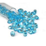 Long Magatama, 4x7mm, Silver Lined Aqua. 8.5gm/tube.