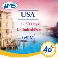 USA eSIM 1-30 days unlimited data USA travel prepaid SIM card 4G LTE unlimited high-speed data