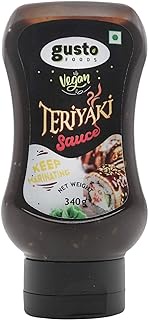Gusto Foods Vegan Teriyaki Sauce with Sour and Umami flavour For Stir Fry Cooking, Dipping and Marinating - 340g