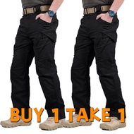 2PCS [BUY 1 TAKE 1] IX9 กางเกงคาร์โก้ ผ้ายืด งานป้าย มีกระเป๋าหลายช่อง M-5XL เสื้อผ้า กีฬา ออกกำลังก
