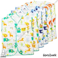 Wulanda 6 pcs baju anak bayi laki laki dan perempuan kancing depan tanpa lengan atau buntung merek a