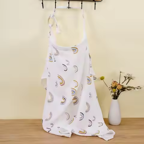 Comfortable Cotton Breastfeeding Cover Solid Color Bear Nursing Apron Rainbow Adjustable Breastfeedi