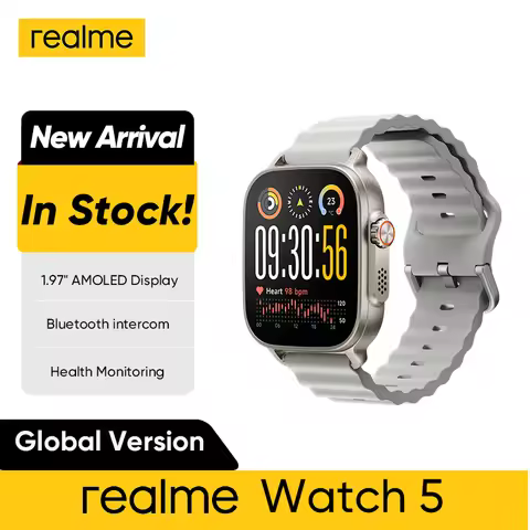 Global Version realme watch 5 1.97" 600nits AMOLED 460mAh 14-Day Battery Life 300+ Themes Support GP
