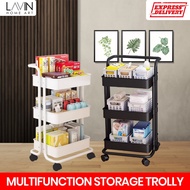 3 Tier Multifunction Plastic Storage Cart Trolley Rack With Wheels / Shelves Home Kitchen / Rak Troli Bertingkat CH 167