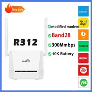 ❆R312  modem  lock B28 modified router wifi unlimited hotspot 4G5G modem wifi sim card 32user 300mbps battery Portable✺