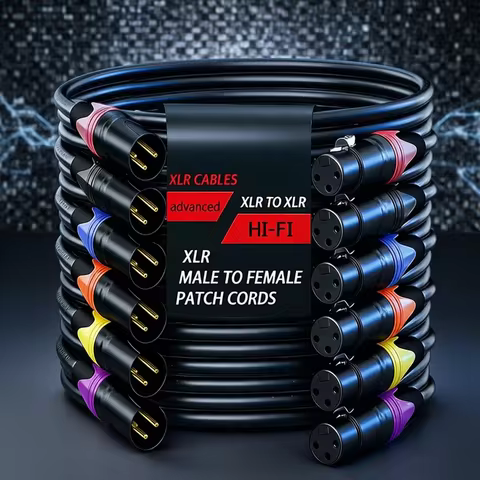 XLR Microphone Cable 3-Pin Male to Female 50cm 1m 2m 3m 5m 10m Balanced Audio Cable for Mic Speaker 