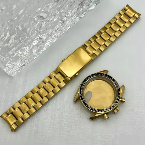 Rose Gold Multifunctional 39.7mm Speedmaster Case for Seiko VK63 Quartz Movement Parts Fits 20mm Ste