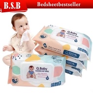 B.S.B Q.BABY 80PCS NON ALCOHOL BABY WIPES / BABY WET TISSUE ANTI BACTERIAL ALCOHOL FREE WET TISSUE /