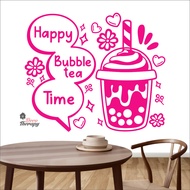Happy Bubble Tea Time Boba Milktea Wall Sticker Decotherapy