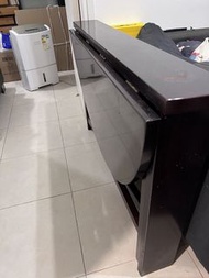Dark Wood Drop Leaf Dining Table 實木可摺餐枱