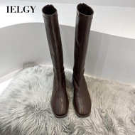 IELGY womens back zipper square head slim martin boots