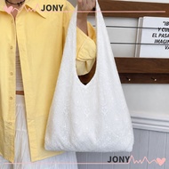 JONY Canvas Handbag, Vest Style Versatile Lace Shoulder Bag, YK2 Lightweight Embroidery Floral Print