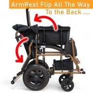 ViN-DY820 Lightweight Wheelchair for Elderly Washable Cushion Foldable Pushchair Armrest Lift Up
