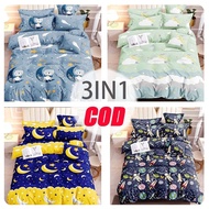 Soft & Comfy 3 in 1 Bed Sheet Set Bedsheet and Pillowcase- Canadian Cotton-cartoon style
