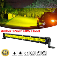 Dream nylone AMBER 12นิ้ว60W น้ำท่วมบางแถวเดียวหมอก LED ทำงาน Light Bar รถ SUV รถบรรทุก ATV