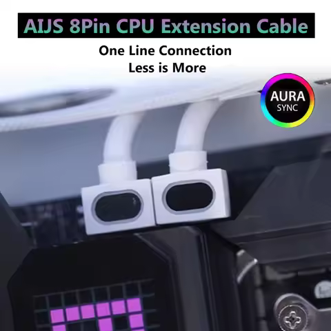 AIJS 8Pin CPU Extension Cable With ARGB Computer Power Extension Cable CPU One-Line Connection Cable