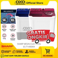 Sharp Mesin Cuci ES-T1490WA-BL/PK 2 Tabung Kapasitas 14kg Big Capacity  Low Watt Garansi Resmi