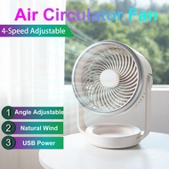USB Desk Fan, Air Circulator Fan with 90-Degree Tilt Head 4-Speed Wind Small Table Fan USB Powered Quiet Personal Fan for Home Office Bedroom Desktop