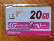 30 days ABC mobile 20GB 4G prepaid Sim card data voucher