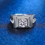 Petchara Jewelry แหวนเพชรโมอีสผู้ชาย 1 กะรัต เงินแท้ S925 น้ำ 100-98 D-VVS1 : F2009
