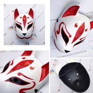 Mask Topeng Kayu Cosplay Anime Kitsune Fox Rubah Red Merah 03