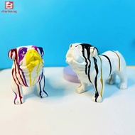 [clarins.sg] Art Figurines Home Decoration Modern Graffiti Art Bulldog Statue Decor Figurines