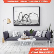 Tranh treo tường Roller coaster black and white wall art Japan fuji Q roller coaster sky poster amus