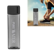 [LIX1] 500ml 17oz Water Bottle Transparent Portable Letter Printed Drinking with Wrist Rope Black