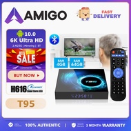 T95 TV Box Android 10.0 with Bluetooh and Wifi Smart Tv Android Box Mini TvBox Malaysia Allwinner h616 2GB RAM 16GB ROM support 2.4&amp;5G WiFi 4K 6K Android Box for non Smart TV