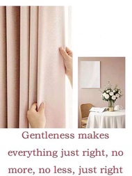 1入組粉紅色純色窗簾，聚酯纖維遮光、隔音、防曬和保暖，適用於客廳和臥室