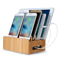 SG Stock Premium Bamboo Handphone Stand Multi-Device Charging Dock Charger Organizer Box Chrisams Gi