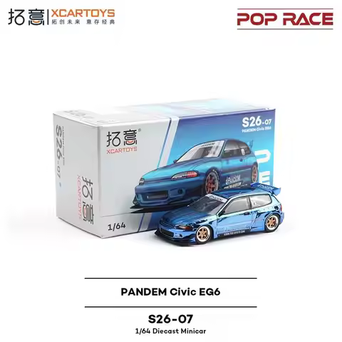 POPRACE Alloy 1/64 Honda Hatchback Supercar Collection Ornament Miniature Civic EG6 Racing Model