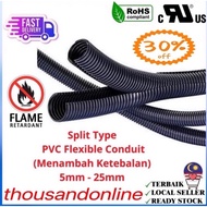SPLIT TYPE WIRE CONDUIT WIRE LOOM SLEEVE TUBE POLYETHYLENE BLACK HEAT RESISTANT  PVC