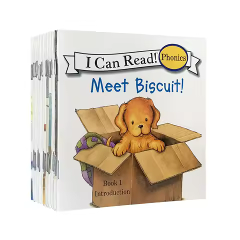 12 Books Set Biscuit Volume 2, I Can Read Series, Mini Portable English Picture Books, Kids Story Bo