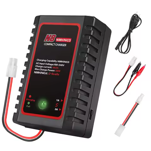 HTRC N8 Nimh Nicd Battery Charger 110-240V 2A 20W AC Compact Charger For 2s-8s Nimh/Nicd Battery Wit