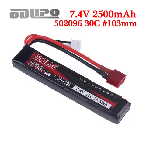 7.4v 2500mAh Lipo Battery for Water Gun Tplug 2S 7.4V Rechargable battery for Mini Airsoft BB Air Pi
