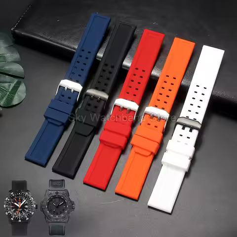 ​For ​Luminox 3150 8800 6402 23mm Black Orange Red Silicone Flat Interface Needle Buckle Sport Watch