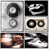 Vintage Cassette DJ Turntable Tape Vinyl Poster Canvas Painting Wall Art Picture for Living Room Hom