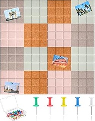 AmazingSpark 16 Pack Square Cork Boards for Walls Decor 37.7" x 37.7" Cork Bulletin Board Tiles with