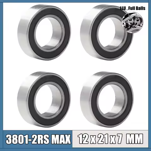 4Pcs 3801-2RS MAX Bearing 12*21*7 mm Double Row Full Balls Bicycle Suspension Pivot Repair Parts 380