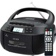 เครื่องเล่นคาสเซ็ตต์เครื่องเล่นซีดี Boombox คอมโบพร้อมบลูทูธวิทยุ AM/FM เสียงสเตอริโอพร้อมรีโมทคอนโท
