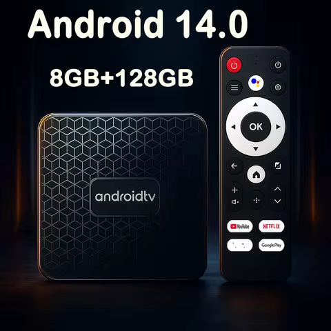 Android14.0 TV Box Rockchip RK3518 Smart Voice Control 2.4G/5.8G Dual WiFi Quad Core Video 4K 1080P 