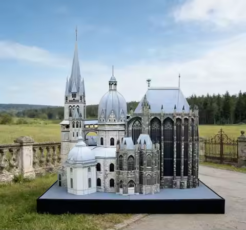 3D Paper Model Kit of Aachen Cathedral, Germany, DIY Handmade European Landmark Architecture, Educat