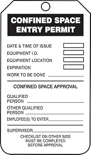 Accuform TCS319PTM RP-Plastic Confined Space Tag, Legend"Confined Space Entry Permit", 5.75" Length